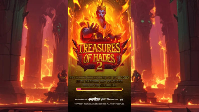 Treasures of Hades 2 — Yeraltı dünyası mitolojik temalı Rectangle Games slotunun yükleme ekranı